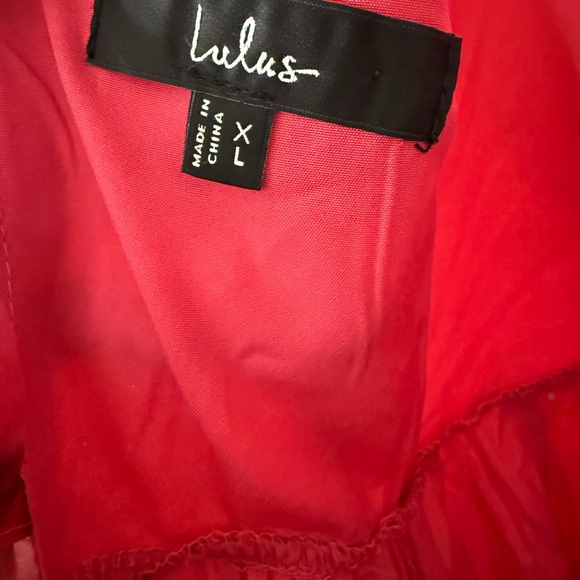 Lulu's Darling Icon Dark Pink Floral Organza Lace-Up Midi Dress - Picture 6 of 7